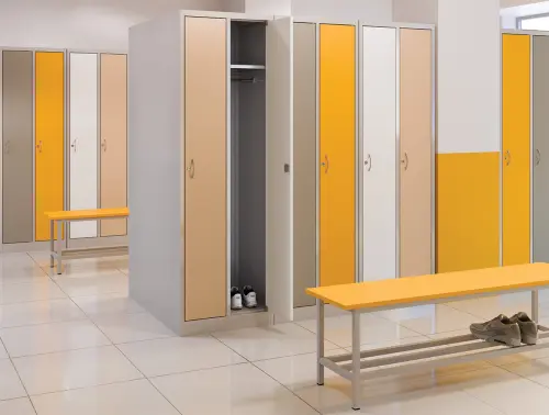 SLU-R 100 lavice šatní s roštem, šedá/ konstrukce šedá RAL 7035